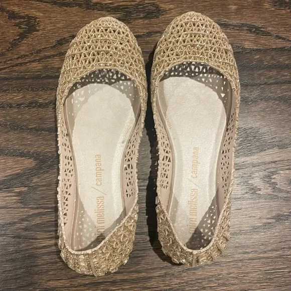 Mini Melissa Campana Gold glitter dress shoes size 13 USA - perfect for Easter! - Picture 2 of 4